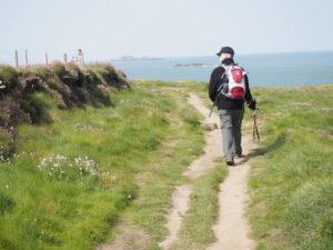 6 RDT Pembrokeshire walk day 4 south of St Davids Bryan in shot Rainy Day Trust ceo completes coastal challenge
