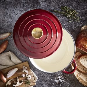 Barbary Oak BO800251RED Foundry 24cm Round Casserole Cast Iron Bordeaux Red RKW to bring new products and discounts to Spring Fair