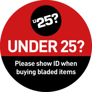 Challenge 25 standard product label round1 Challenge 25 approved for use with bladed items