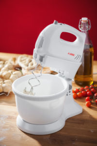 JEA80 Judge Electricals Stand Mixer 300W LIfestyle Dough Hooks Up Portrait New Judge Twin Blade Mixer with Stand