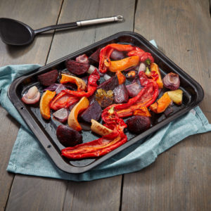 JS26 Judge Ovenware 38 x30 x2cm Baking Tray Enamel Granite Lifestyle SQ 1600x1600 Judge Ovenware - durable ovenware to be served up time and time again