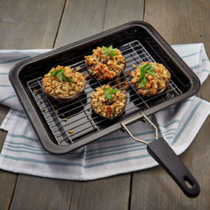JS32 Judge Ovenware 39 x25 x5cm Grill Tray with Rack Handle Enamel Granite Lifestyle SQ 1600x1600 Judge Ovenware - durable ovenware to be served up time and time again
