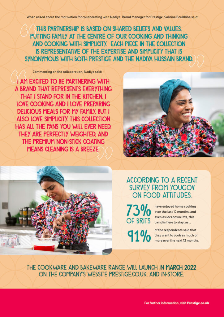 Meyer Nadiya Press Release Page 3 TV chef, author, television presenter and Great British Bake Off winner, Nadiya Hussain, partners with Prestige