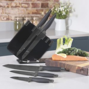 Tower knives Tower 5-Piece Damascus Effect Knife Set in Mirror Black